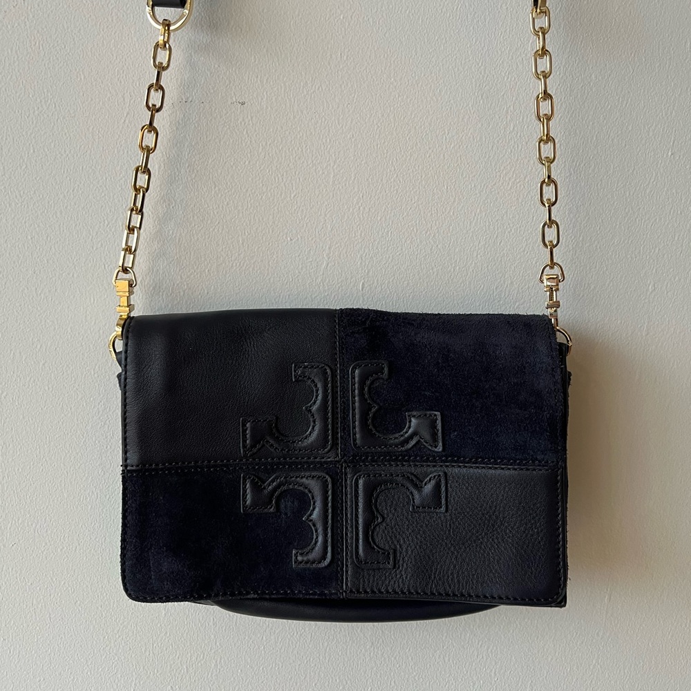 Tory Burch Navy Leather and Suede Crossbody